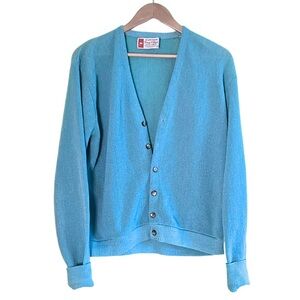 Rare Vintage Puritan Sportswear Blue Button Up Cardigan Sweater